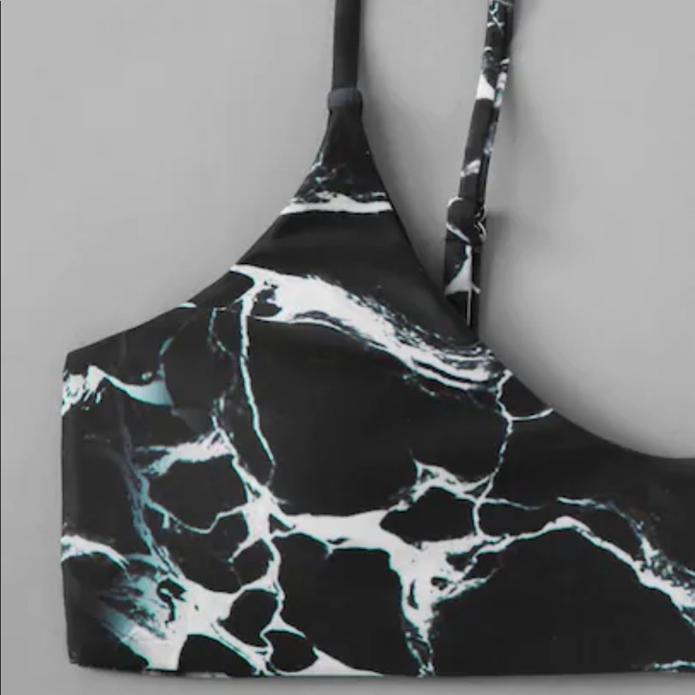 LAST ONE Marble Print High Waist Swim Suit Bikini - Picture 3 of 6
